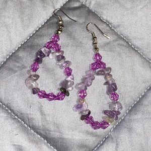 Purple Sea Stone Hoops